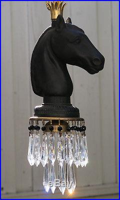 Chess Horse chandelier hanging Swag Lamp brass spelter Vintage metal EQUESTRIAN