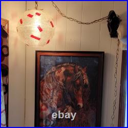 Clear & Red Hanging Globe Swag Lamp 12ft Plug-In with switch, Gold Cord & Chain