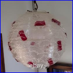 Clear & Red Hanging Globe Swag Lamp 12ft Plug-In with switch, Gold Cord & Chain