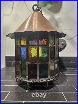 Copper Stained Glass Hanging Lamp