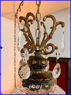 Crystal Swag Haning lamp, antique Crystal pendalogues. Roughly 21 inches