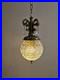 DIAMOND-Cut Clear Vintage Glass Hanging Light Swag Lamp Retro Globe MCM Antique