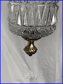 Diamond Cut Glass Hanging Light Swag Lamp Hollywood Regency Vintage