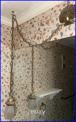 Double Pendant Swag Lamp MCM Light Fixture Hollywood Regency Ceiling MCM Tested