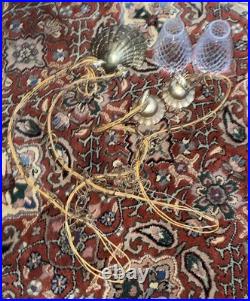 Double Pendant Swag Lamp MCM Light Fixture Hollywood Regency Ceiling MCM Tested