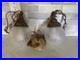 Double Swag Frosted Glass Light Fixtures Hollywood Regency MCM Vintage Light