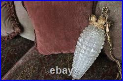 Double Vintage Hanging Swag Pineapple Diamond Square Cut Glass Ceiling Fixture