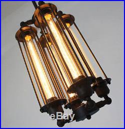 EDISON VINTAGE PENDANT LIGHT CHANDELIER Rustic Iron Cage Hanging Ceiling Lamp