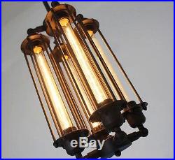 EDISON VINTAGE PENDANT LIGHT CHANDELIER Rustic Iron Cage Hanging Ceiling Lamp A1