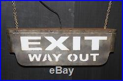 EXIT WAY OUT 2 sided steel hanging movie theater marquee lamp vintage light new