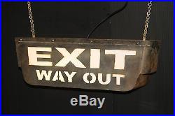 EXIT WAY OUT 2 sided steel hanging movie theater marquee lamp vintage light new