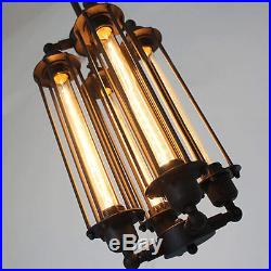 Edison Vintage Flute Hanging Pendant Light Lamp Chandelier Rustic 4-Bulb Fixture