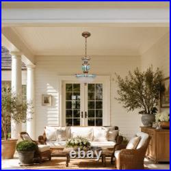 European Luxury Floral Pendant Light, 15''living Room Home Glass Decorative Light