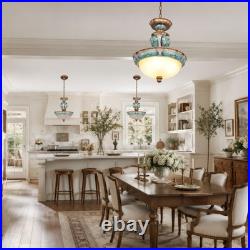 European Luxury Floral Pendant Light, 15''living Room Home Glass Decorative Light