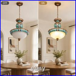 European Luxury Floral Pendant Light, 15''living Room Home Glass Decorative Light