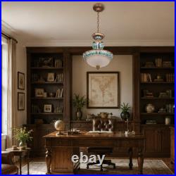 European Luxury Floral Pendant Light, 15''living Room Home Glass Decorative Light