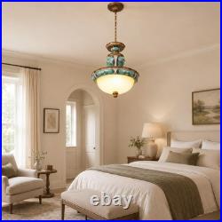 European Luxury Floral Pendant Light, 15''living Room Home Glass Decorative Light