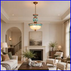 European Luxury Floral Pendant Light, 15''living Room Home Glass Decorative Light