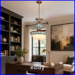European Luxury Floral Pendant Light, 15''living Room Home Glass Decorative Light