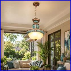 European Luxury Floral Pendant Light, 15''living Room Home Glass Decorative Light