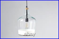European Vintage Glass Jug White Colorblock Demijohn Hanging Pendant Light
