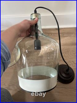 European Vintage Glass Jug White Colorblock Demijohn Hanging Pendant Light