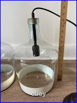 European Vintage Glass Jug White Colorblock Demijohn Hanging Pendant Light
