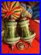FALKENSTEIN PAIR Huge Vintage Regency Ornate Jeweled/Painted Glass SWAG Lamps
