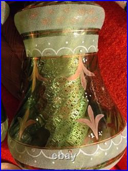 FALKENSTEIN PAIR Huge Vintage Regency Ornate Jeweled/Painted Glass SWAG Lamps FALKENSTEIN PAIR Huge Vintage Regency Ornate Jeweled/Painted Glass SWAG Lamps