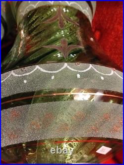 FALKENSTEIN PAIR Huge Vintage Regency Ornate Jeweled/Painted Glass SWAG Lamps