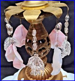 Falkenstein Pink Opalescent Floral Bubble Hanging Swag Lamp Light with Crystals