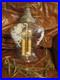 Fancy vintage MCM Hanging SWAG LAMP Light with WHITE ROSES on Clear Glass Globe