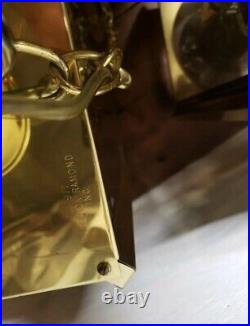 Fredrick Ramond Pair Of MCM 5 Light Mixed Metal Chrome Glass Hanging Lamp Vtg