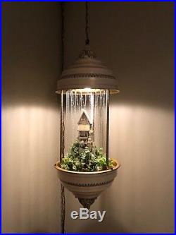 Fully Restored Oil Rain Lamp WORKING Grist Mill Hanging Swag Light Vintage MCM