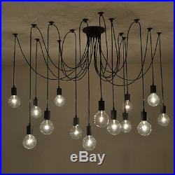 Fuloon Vintage Edison Chandelier Light 14 Head Loft Ceiling Pendant Hanging Lamp