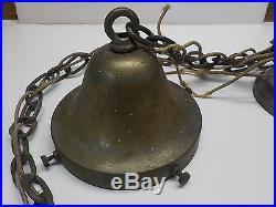 Genuine Vintage Antique Bronze Hanging Lamp With Chain