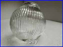 Glass Globe Light Shade Ribbed Dome Clear Holophane Vintage Mid Century Modern