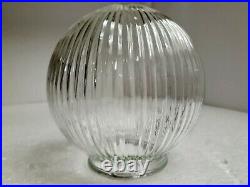 Glass Globe Light Shade Ribbed Dome Clear Holophane Vintage Mid Century Modern