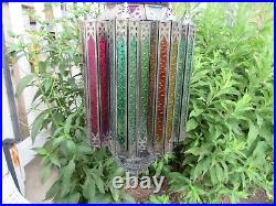Gorgeous Antique Vintage Pierced Tin Stained Glass Moroccan Hanging Candle Light