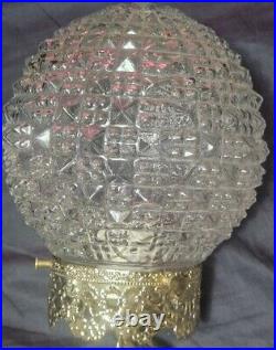 Gorgeous Vintage Double Glass Globe Light Swag MCM Hollywood Regency Working