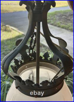 Gorgeous large antique c. 1900s lantern style hanging Ceiling Lamp withglass shade