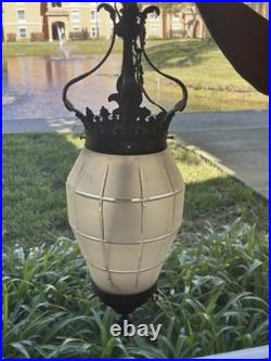 Gorgeous large antique c. 1900s lantern style hanging Ceiling Lamp withglass shade