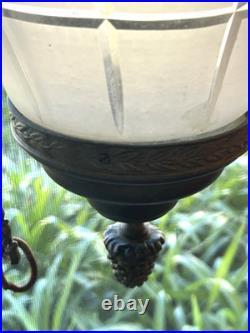 Gorgeous large antique c. 1900s lantern style hanging Ceiling Lamp withglass shade