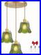 Green Embossed Floral Glass Pendant Light, Vintage Hanging Lamp with Adjustable
