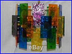 Groovy Retro Vintage Mid Century Hanging Swag Lamp Chandelier Lucite Color Panel