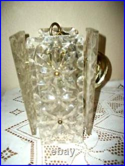 HOLLYWOOD REGENCY LUCITE STARBURST HANGING LAMP PENDANT GOLDTONE 1960s MCM