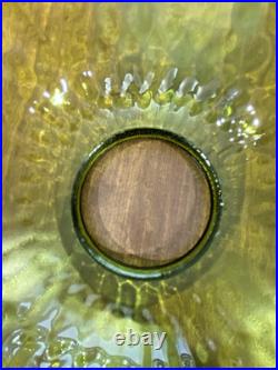HUGE 14 Green Optic Glass Hanging Swag Hurricane Lamp Brass withCrystals MCM HUGE 14 Green Optic Glass Hanging Swag Hurricane Lamp Brass withCrystals MCM