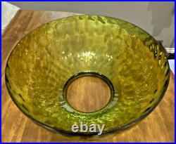 HUGE 14 Green Optic Glass Hanging Swag Hurricane Lamp Brass withCrystals MCM HUGE 14 Green Optic Glass Hanging Swag Hurricane Lamp Brass withCrystals MCM