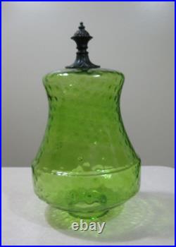 HUGE 25 Green Optic Dimple Glass Hanging Swag Lamp withDiffuser Mid Century MCM