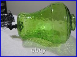 HUGE 25 Green Optic Dimple Glass Hanging Swag Lamp withDiffuser Mid Century MCM